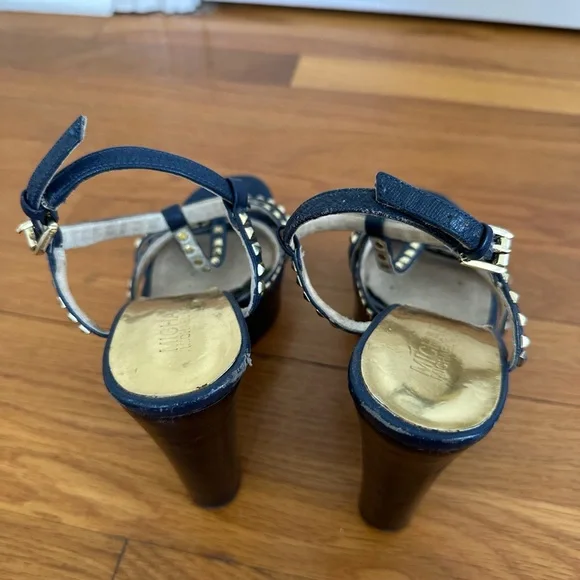 Michael Kors Studded Black and Gold Wedges - Picture 6 of 8